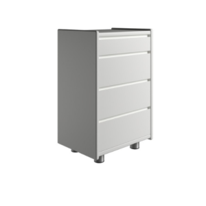 Kaagaard - Sengebord med 4 skuffer - Hvid med metalben 50 cm x 74 cm x 37 cm | Møbelsalg.dk