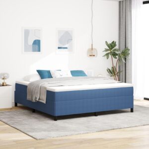 Kontinentalseng med lamelbund 180 x 200 cm - blå velour