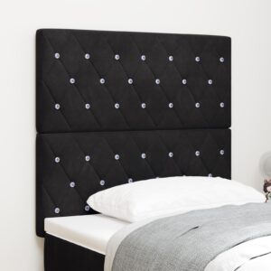 LED-sengegavl 90 cm - sort fløjl