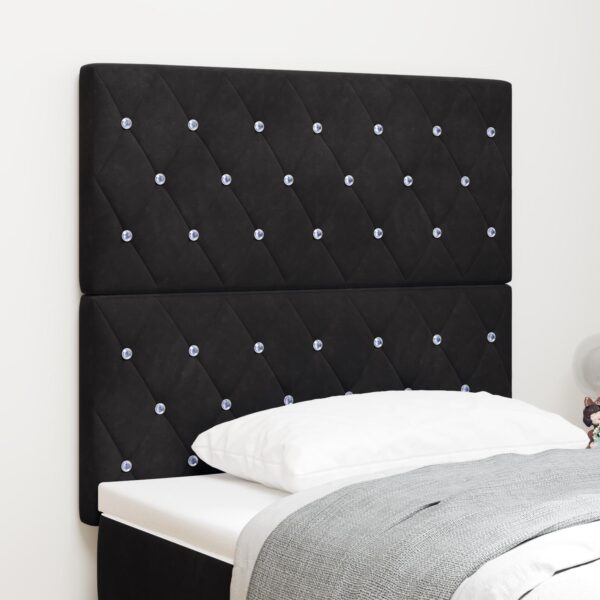 LED-sengegavl 90 cm - sort fløjl