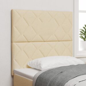 LED sengegavl creme 90 cm - stof