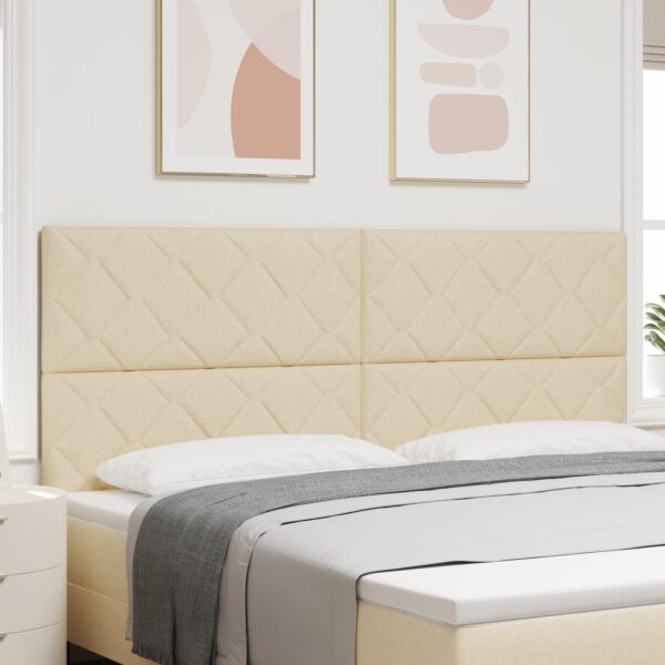 LED-sengegavl i creme stof - 200 x 128 cm