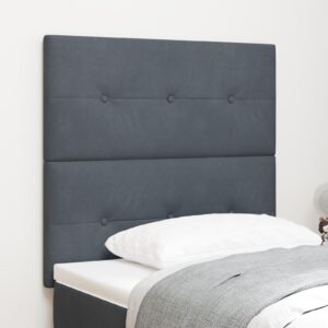 LED-sengegavl i fløjl - grå, 90 cm