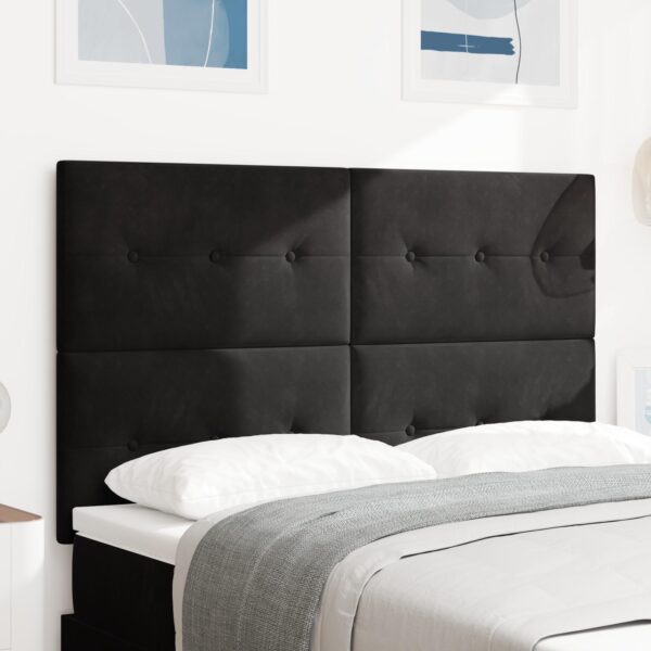 LED-sengegavl i fløjl - sort, 160 cm