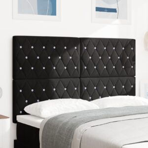LED-sengegavl i fløjl - sort 160 cm