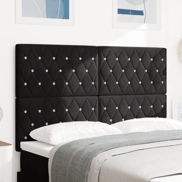 LED-sengegavl i fløjl - sort 160 cm