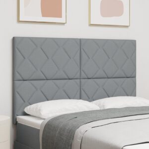 LED-sengegavl i lysegråt stof - 160 cm