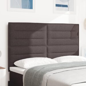 LED-sengegavl i mørkebrunt stof - 160 cm