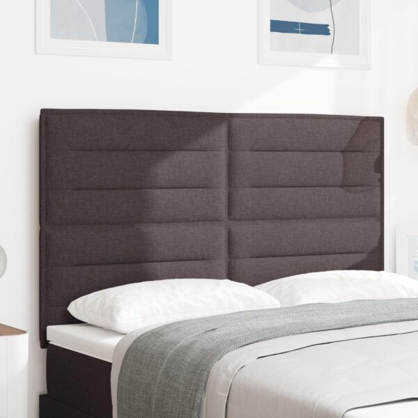 LED-sengegavl i mørkebrunt stof - 160 cm