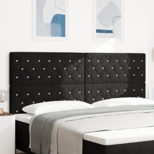 LED-sengegavl i sort fløjl - 200 cm