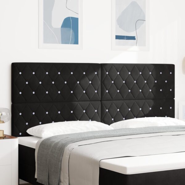 LED-sengegavl i sort fløjl - 200 cm