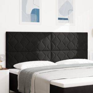 LED sengegavl i sort fløjl - 200 x 7 x 118-128 cm