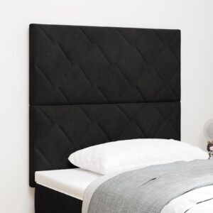 LED sengegavl i sort fløjl - 90 cm