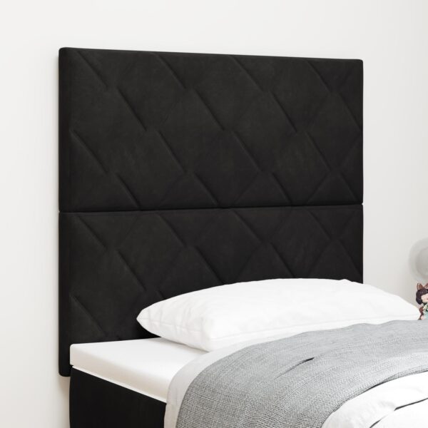 LED sengegavl i sort fløjl - 90 cm