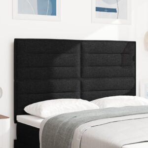 LED-sengegavl i sort stof - 160 cm