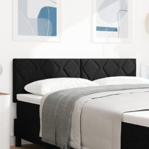 LED-sengegavl i sort stof - 160 x 7 x 88 cm