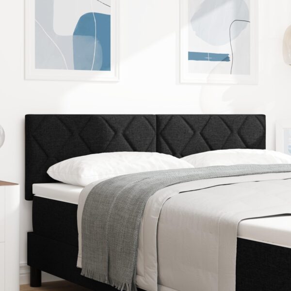 LED-sengegavl i sort stof - 160 x 7 x 88 cm