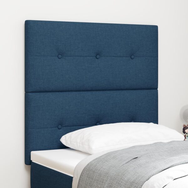 LED-sengegavl i stof - blå, 90 cm