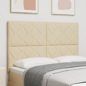 LED sengegavl i stof - creme 160 cm