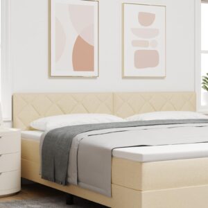 LED sengegavl i stof - creme, 200 cm