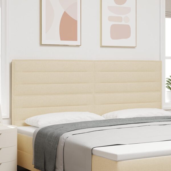 LED-sengegavl i stof - creme, 200 cm