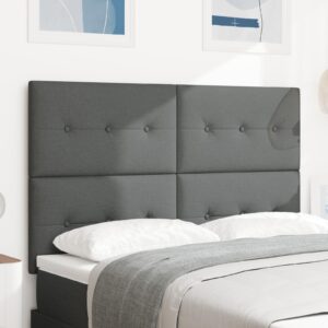 LED-sengegavl i stof - mørkegrå, 160 cm
