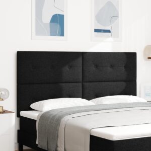 LED-sengegavl i stof - sort, 180 x 7 x 128 cm