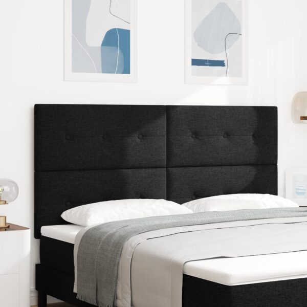 LED-sengegavl i stof - sort, 180 x 7 x 128 cm