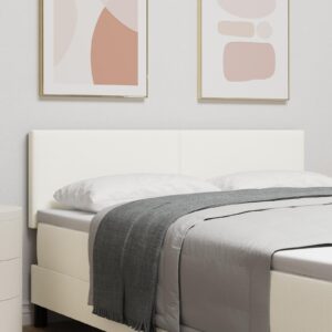 LED-sengegavl i velourstof - creme, 160 cm