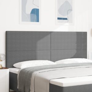 LED-sengegavl i velourstof - lysegrå 200 cm