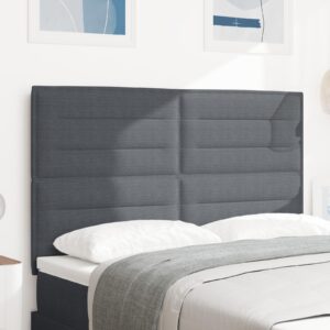 LED-sengegavl i velourstof - mørkegrå 160 cm