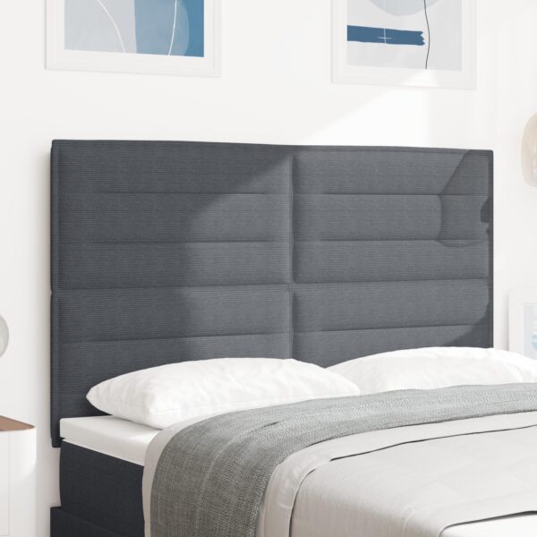 LED-sengegavl i velourstof - mørkegrå 160 cm
