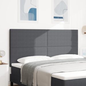 LED-sengegavl i velourstof - mørkegrå 180 cm