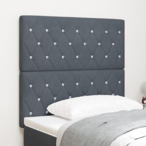 LED-sengegavl med RGB LED-lys - mørkegrå, 90 cm, fløjl