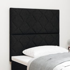 LED-sengegavl sort 90 cm - stof