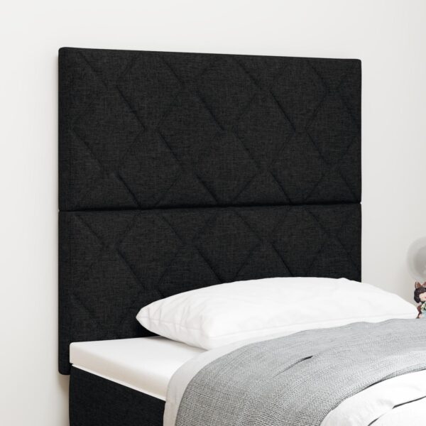 LED-sengegavl sort 90 cm - stof