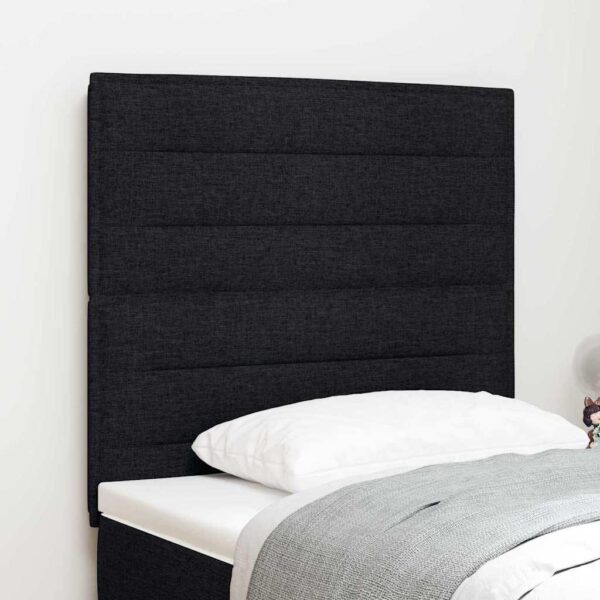 LED-sengegavl sort 90 cm stof
