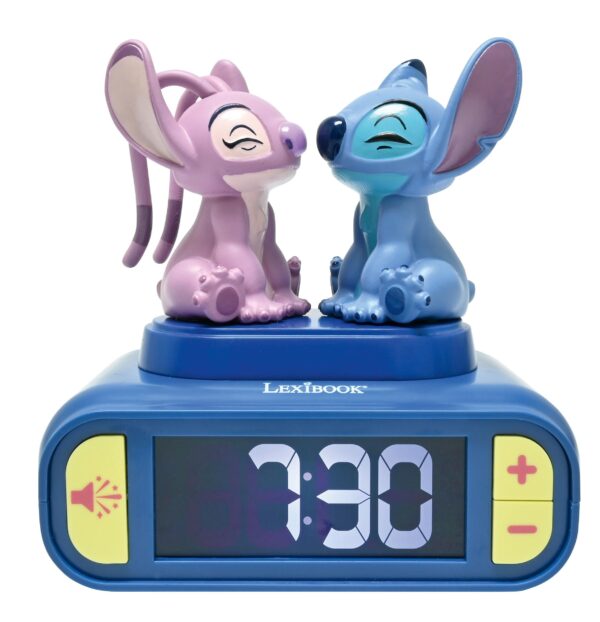 Lexibook - Stitch & Angel Natlampe Vækkeur med Lyde - Blue/Pink - Compact Size