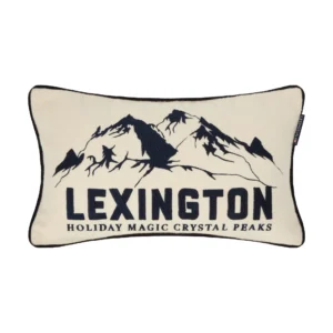 Lexington Mountains Logo uldmix pyntepude White-navy, 50x30 cm