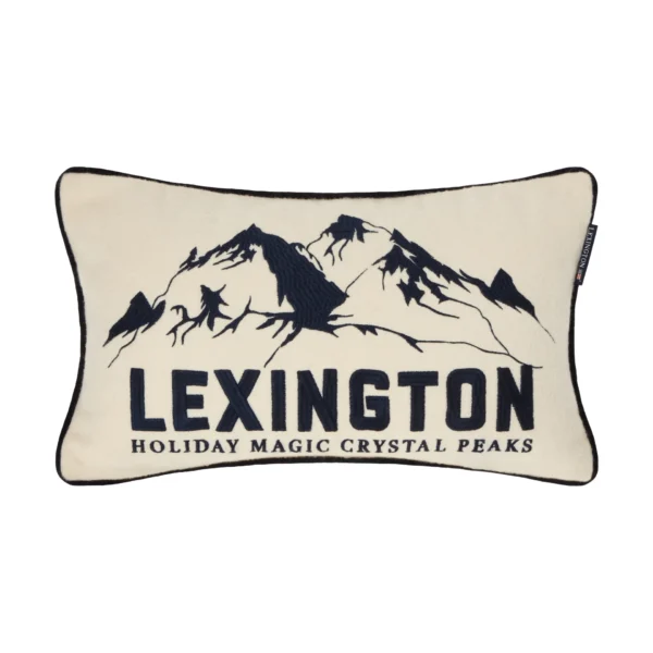 Lexington Mountains Logo uldmix pyntepude White-navy, 50x30 cm