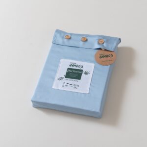 Lyseblå bambus sengetøj til topmadras Premium - 400TC Tanboocel - 100 % bambus - Himmelblå, 200x220/210 cm / Himmelblå