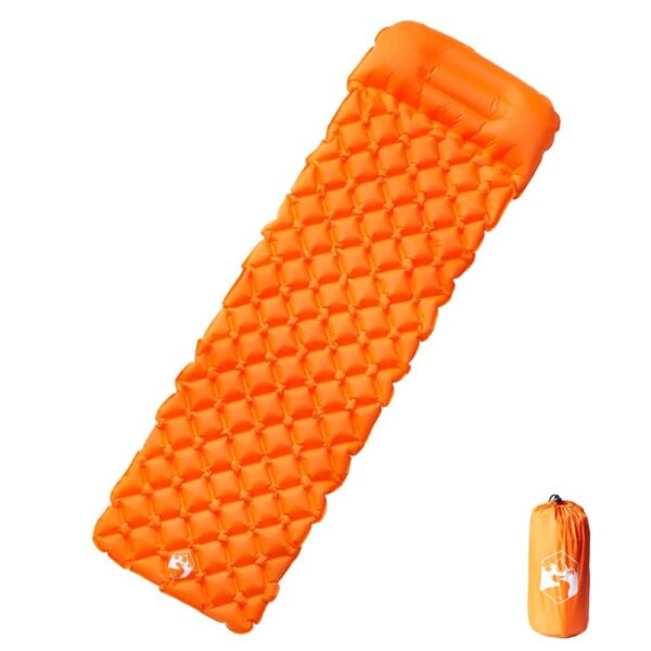 Oppusteligt liggeunderlag med pude - orange