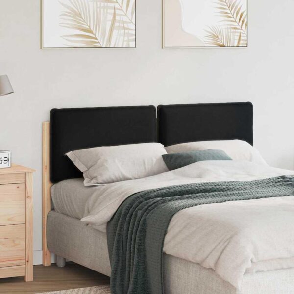 Polstret sengegavl 140 cm - naturlig/sort