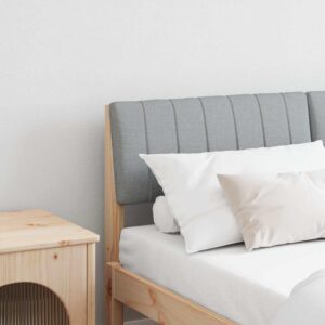 Polstret sengegavl lysegrå 140 cm i massiv fyrretræ
