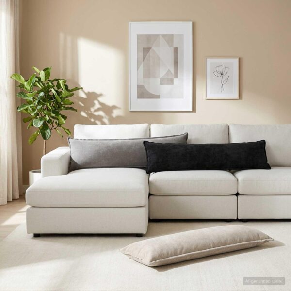 Pyntepude HOUTEN i chenille - lysegrå 40 x 145 cm