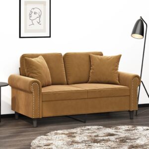 Pyntepuder 2 stk. 40 x 40 cm i velour - brun