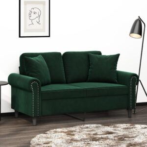 Pyntepuder 2 stk. 40 x 40 cm velour - mørkegrøn