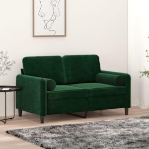 Pyntepuder 2 stk. cylinderformet velour 15 x 50 cm - mørkegrøn