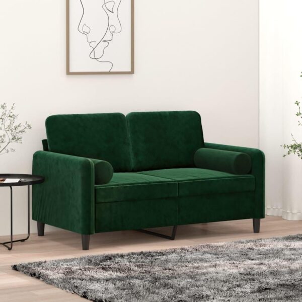 Pyntepuder 2 stk. cylinderformet velour 15 x 50 cm - mørkegrøn