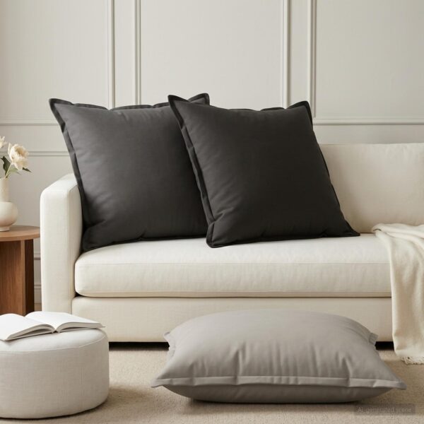 Pyntepuder 2 stk. grå 70 x 70 cm polyester